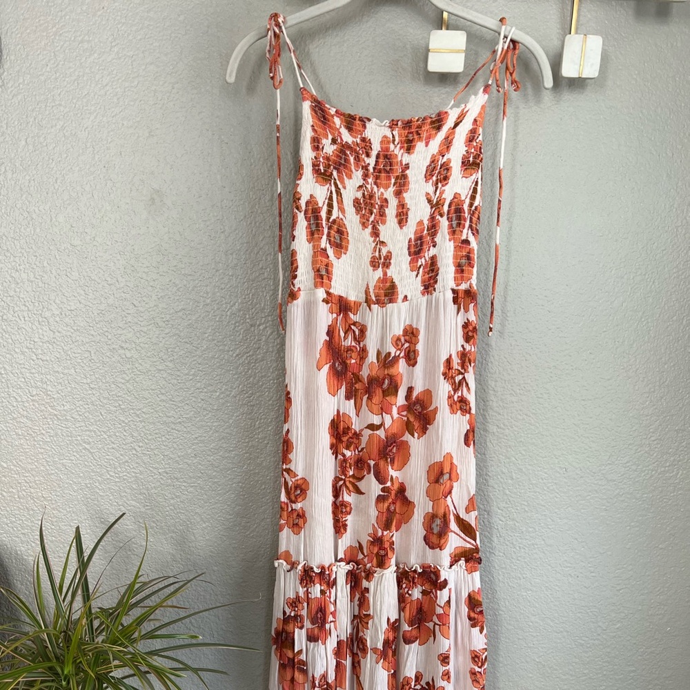 Intimately Free People Smocked Floral Maxi w Shoulder Ties